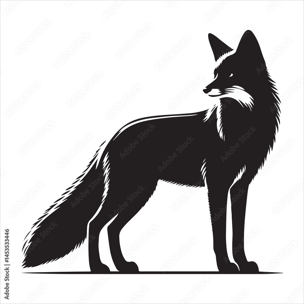 Obraz premium Silhouette vector of a fox standing on a white background