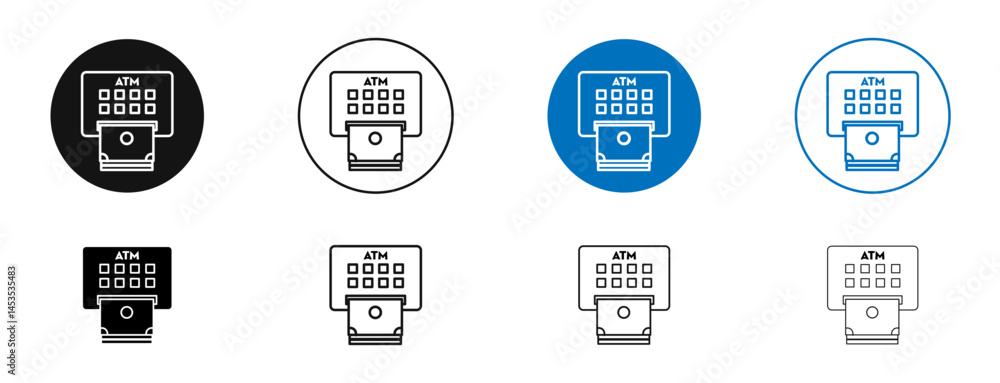 ATM cash icon. Vector outline illustration. vector logo template ATM cash icon. Vector outline illustration. vector logo template