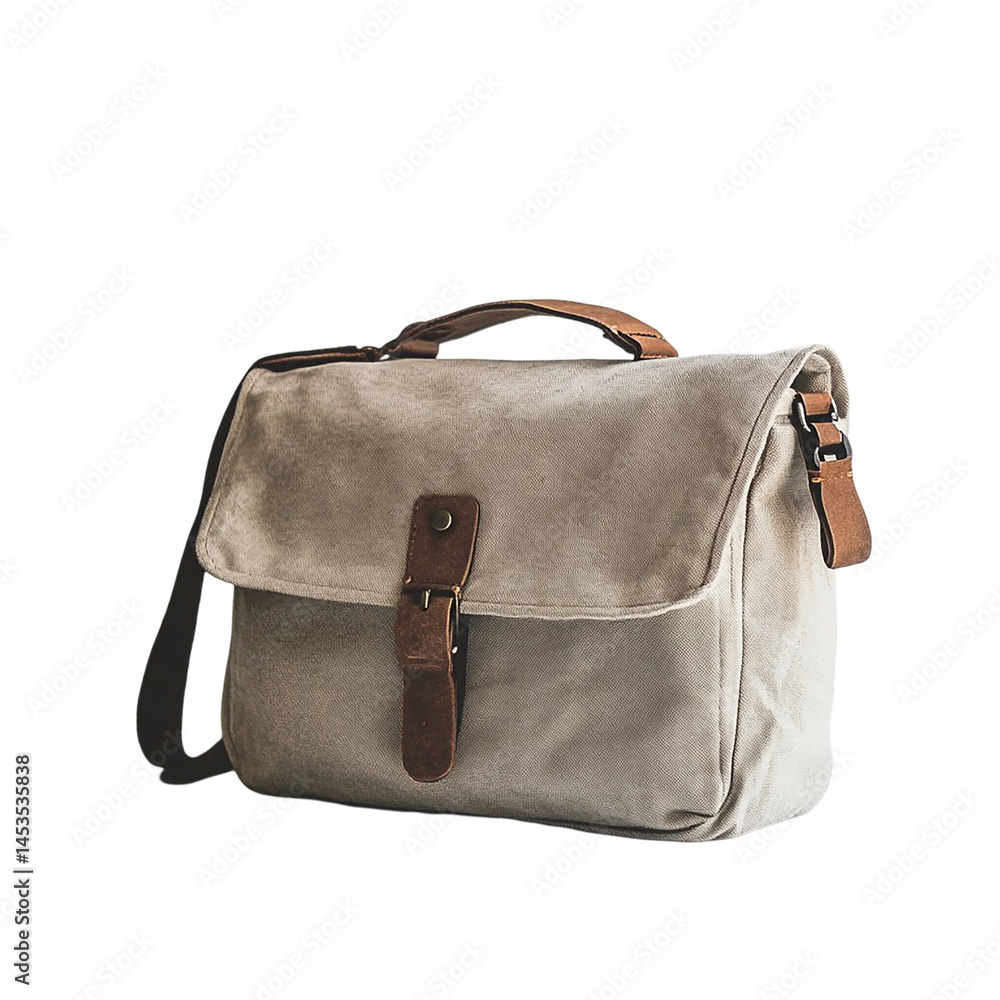Naklejka premium Brown leather bag, On white background