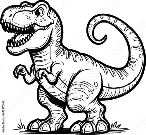 Vector illustration of Tyranosaurus Rex or T-rex or dinosaur . kids coloring page and coloring book