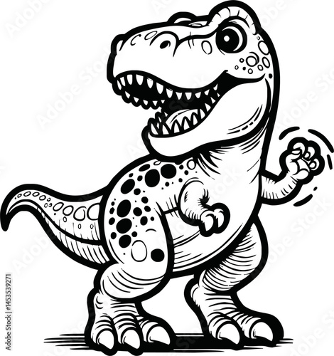 Vector illustration of Tyranosaurus Rex or T-rex or dinosaur . kids coloring page and coloring book