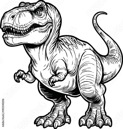 Vector illustration of Tyranosaurus Rex or T-rex or dinosaur . kids coloring page and coloring book
