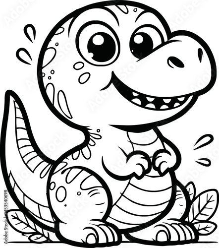 Vector illustration of Tyranosaurus Rex or T-rex or dinosaur . kids coloring page and coloring book