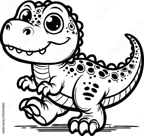 Vector illustration of Tyranosaurus Rex or T-rex or dinosaur . kids coloring page and coloring book