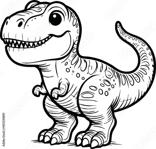 Vector illustration of Tyranosaurus Rex or T-rex or dinosaur . kids coloring page and coloring book