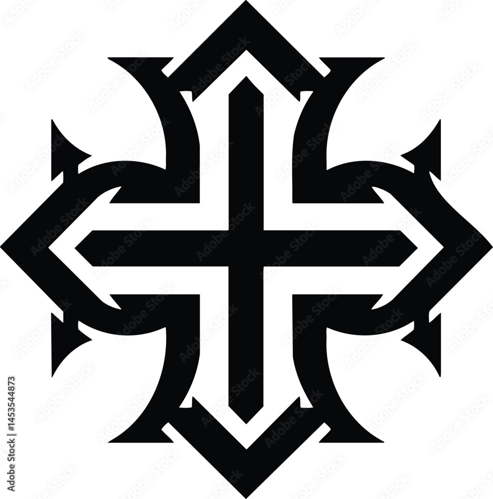 Obraz premium Black White Cross Symbol