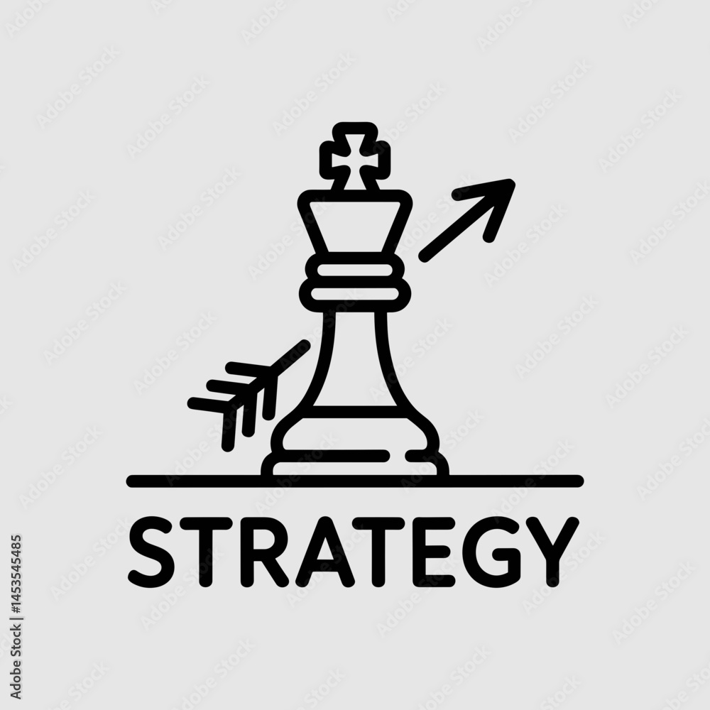 Strategy Chess King with Growth Arrow Icon Strategy Chess King with Growth Arrow Icon