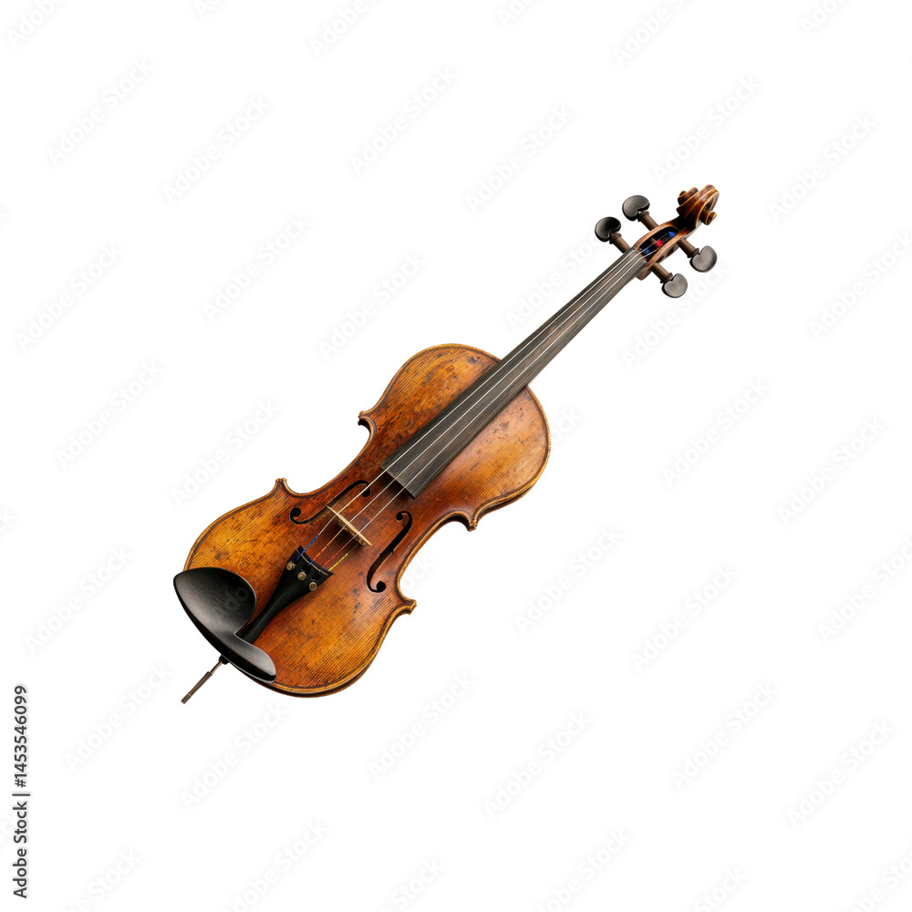 Fototapeta premium Antique Violin Isolated on Black Background