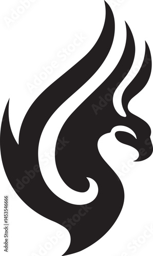 phoenix logo design icon silhouette style flat and minimal vector art illustration on a white background.

