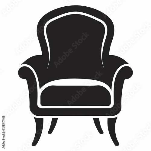 Black Leather Armchair Isolated on White Background – Modern Luxury Seating Furniture