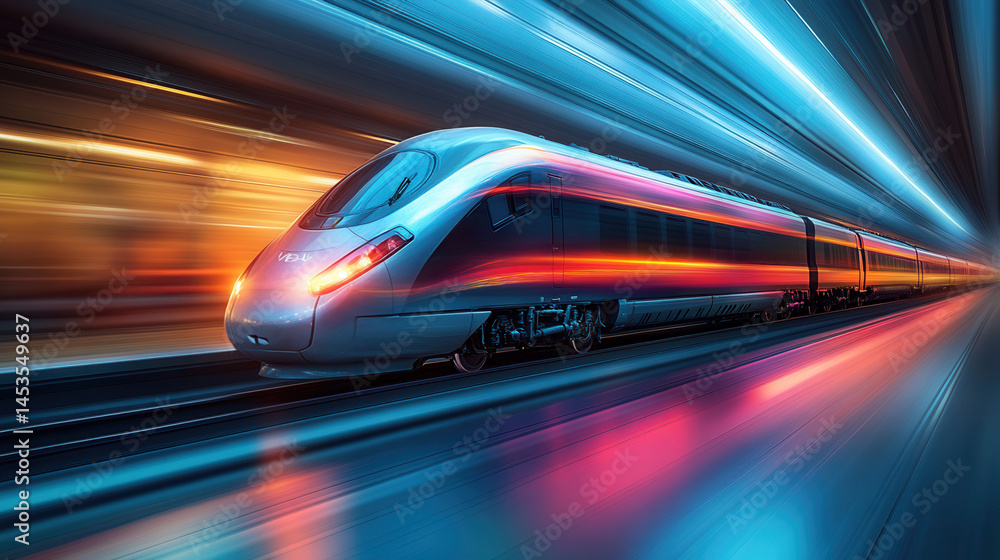 Fast train in motion clipart with lines indicating speed Fast train in motion clipart with lines indicating speed