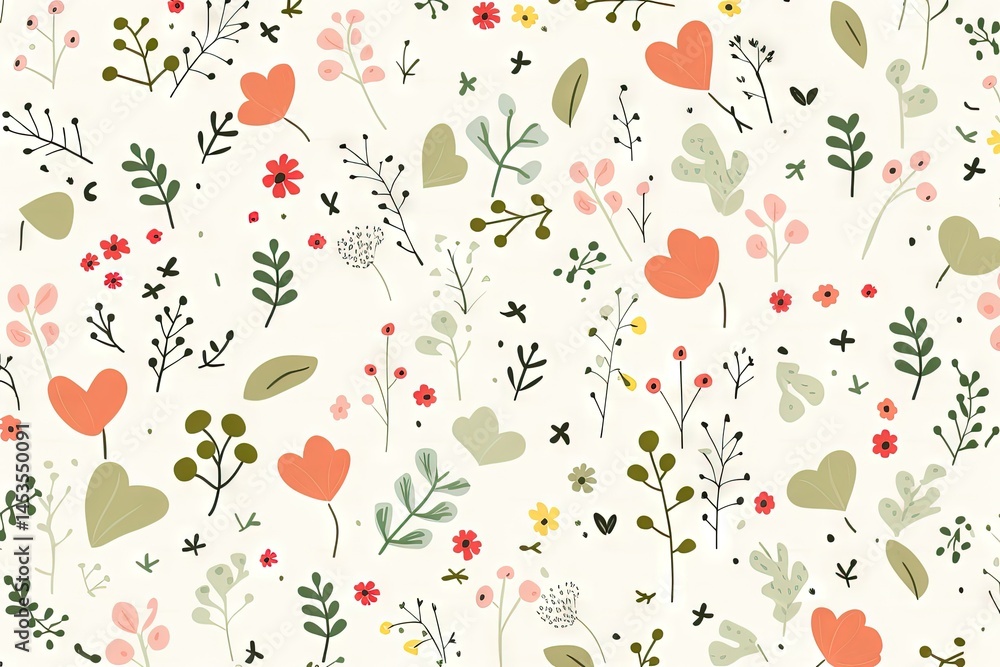 Fototapeta premium Abstract illustration drawing pattern for natural environment flowers vegetation