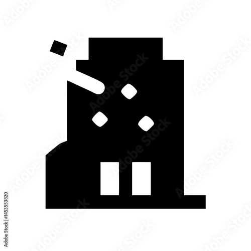 Icon of a damaged building to signify destruction or disrepair