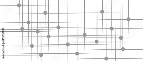Abstract minimalist geometric pattern with thin grey lines and small grey circular nodes. Digital grid network design on a clean white background. Ideal for digital UI, infographics, or tech