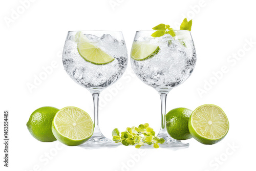 Classic gin and tonic served with fresh lime and ice captures cool elegance in every sip