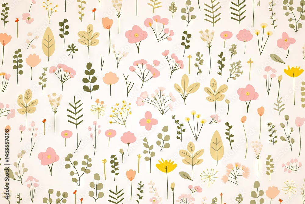 custom made wallpaper toronto digitalAbstract illustration drawing pattern for natural environment flowers vegetation