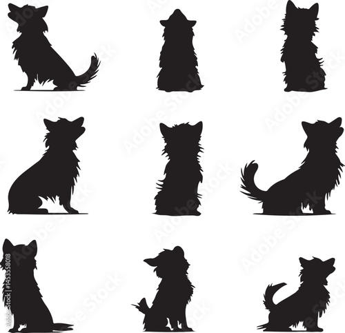 Silhouette Vector Art of Cute Small Dog Breed: Yorkshire Terrier Clipart Graphics for Pet Lovers & Dog-Themed Designs & Crafts