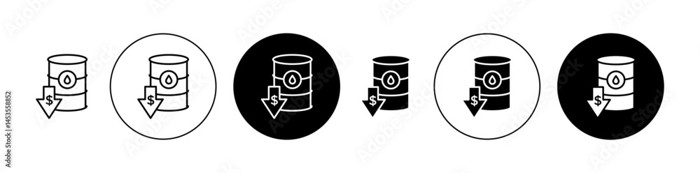 Crude oil price decrease icon. Design for web and mobile app. Vector illustration Crude oil price decrease icon. Design for web and mobile app. Vector illustration