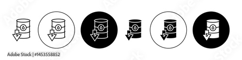 Crude oil price decrease icon. Design for web and mobile app. Vector illustration