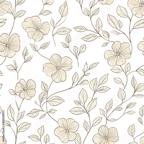 Wallpaper Mural Delicate floral pattern design on a white background. Torontodigital.ca