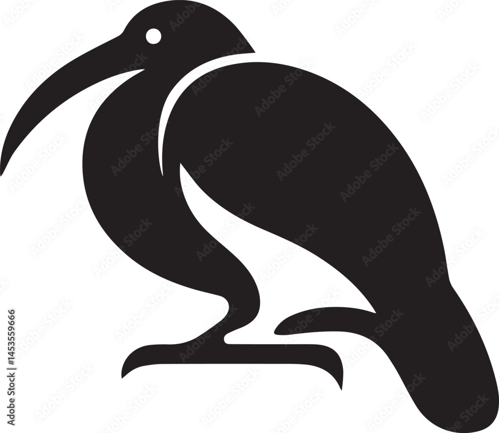 Obraz premium Ibis bird logo design icon silhouette style flat and minimal vector art illustration on a white background.