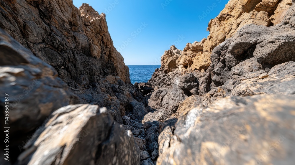 Majestic Rocky Cliff Against a Clear Blue Sky Evoking Natural Beauty Majestic Rocky Cliff Against a Clear Blue Sky Evoking Natural Beauty
