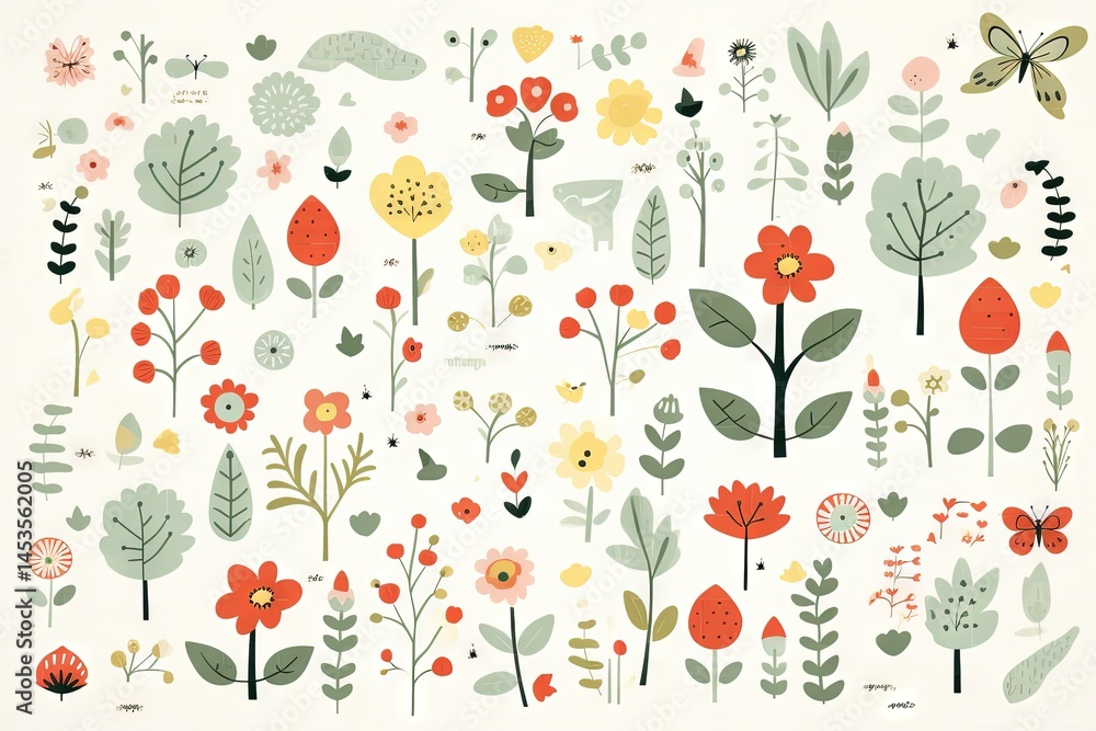 custom made wallpaper toronto digitalAbstract illustration drawing pattern for natural environment flowers vegetation