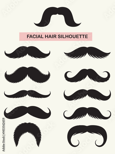 Collection of Various Mustache Silhouettes for Design Projects