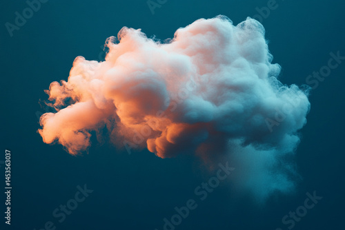 Dreamlike Cloud Formation Illuminated Sunset Hues Dark Teal Sky