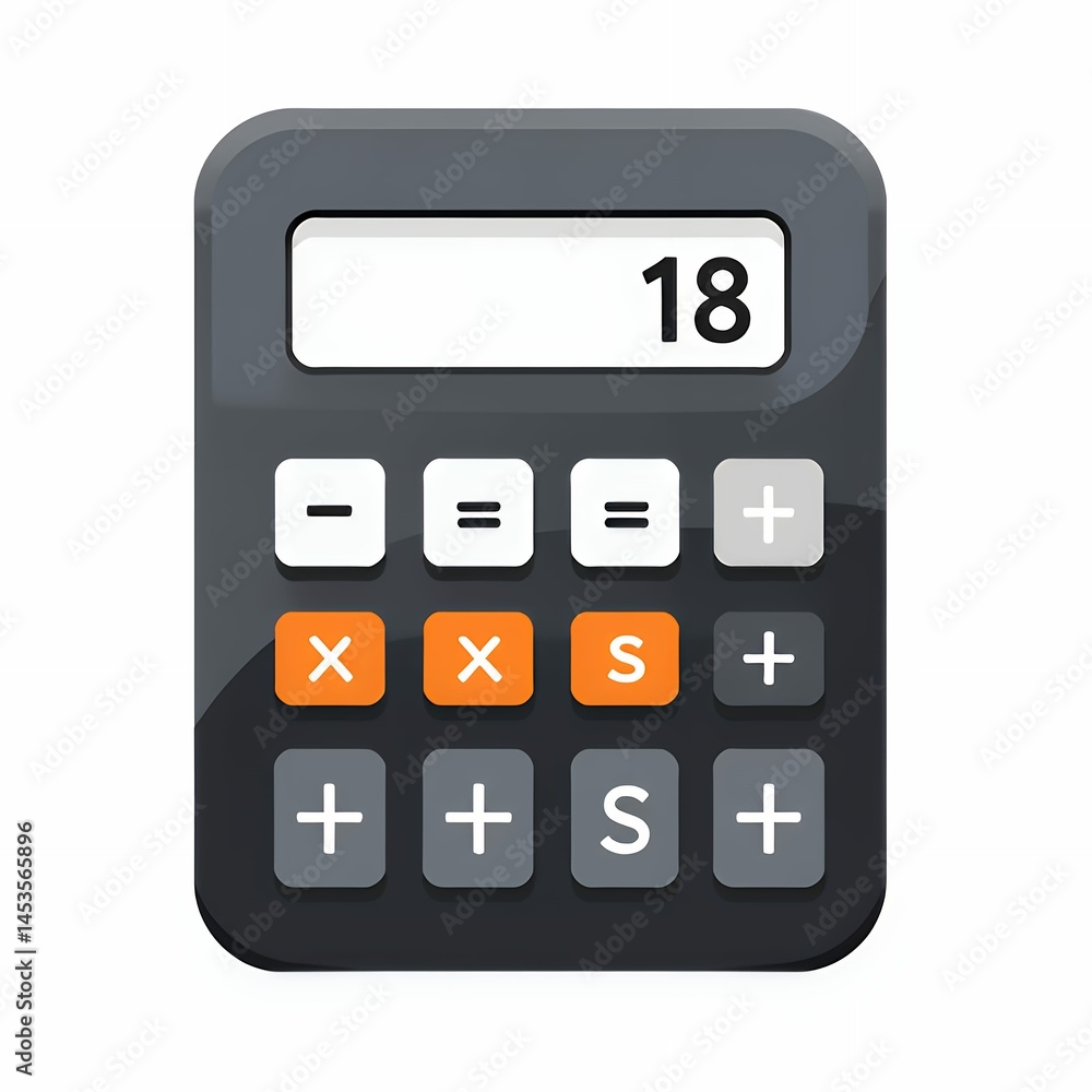 Calculator icon in flat dark gray, isolated on white Calculator icon in flat dark gray, isolated on white