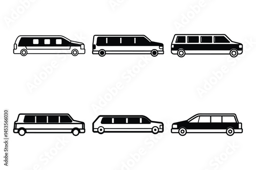 Line icon set vector illustration of a limousine icon on a white background