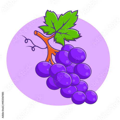 Cartoon illustration of a bunch of grapes.
