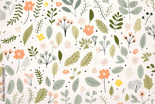 Abstract illustration drawing pattern for natural environment flowers vegetation