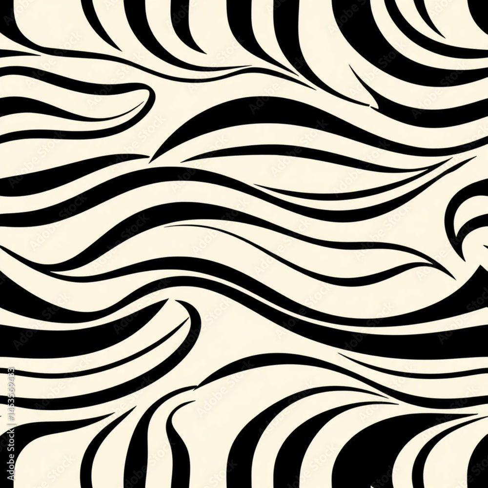 Fototapeta premium Minimalist black line art on soft ivory 