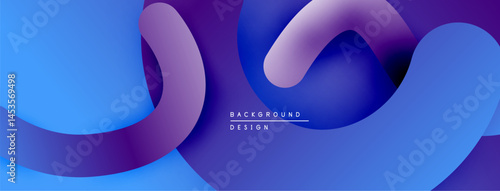 Abstract flowing shapes, vibrant purple, blue gradients. Modern design, smooth curves create dynamic visual impact. Minimalist aesthetic.