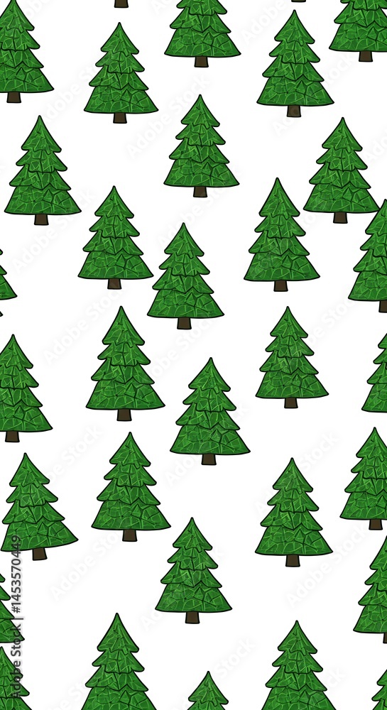 Fototapeta premium Joyful Green Christmas Tree Pattern AI Generated
