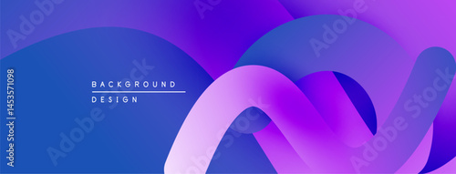 Abstract flowing shapes, vibrant purple hues, modern design. Gradient colors create dynamic visual effect. Minimalist composition.