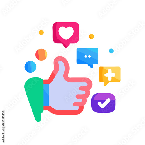 Like Thumbs Up Icon with Social Media Symbols for Apps, Digital Marketing, Website Design, Social Media Dashboards and Online Engagement Analytics