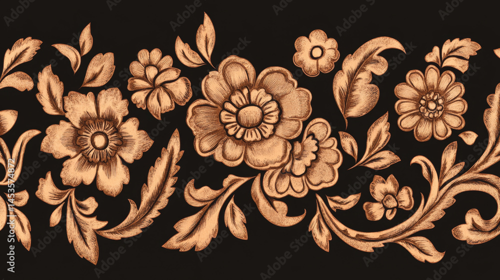 Vintage Floral Patterns Seamless Background Border blends traditional elegance with handcrafted charm.