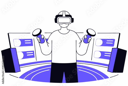 Virtual Reality Training Simulation cartoon