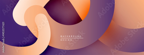 Abstract fluid shapes overlap, creating warm gradient effect. Purple, orange hues dominate design. Minimalist background texture.