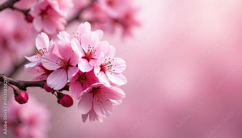 Fototapeta premium Delicate pink sakura blossoms in full bloom, forming a repeating pattern , pastel, bloom, pretty