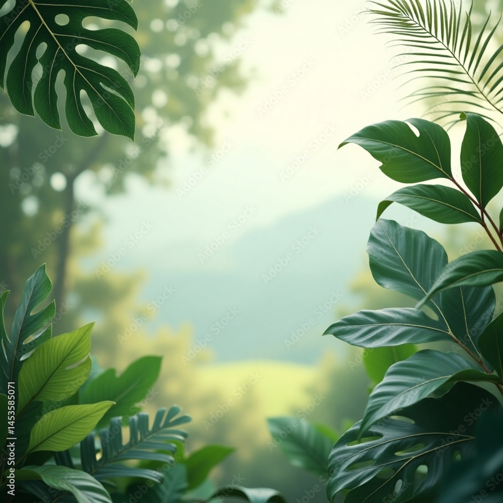 Naklejka premium green leaves background