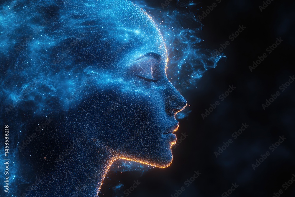 Obraz premium Digital portrait of a serene female figure.