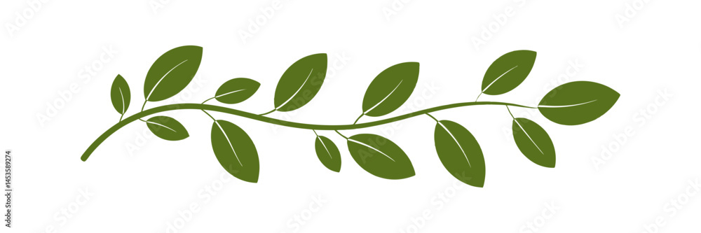 Green Botanical Leaf Vine Divider. Nature Plant Branch Clipart Vector Art Green Botanical Leaf Vine Divider. Nature Plant Branch Clipart Vector Art