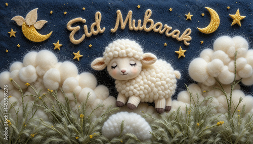 Wallpaper Mural "Eid Mubarak – Festive Night Sky with Knitted Sheep and Crescent Moon" Torontodigital.ca