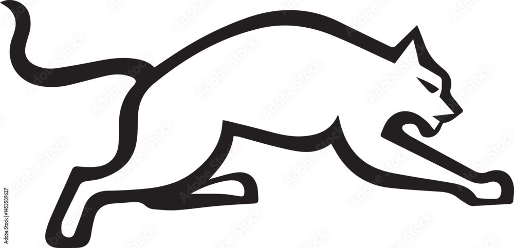 Fototapeta premium Bobcat logo design icon silhouette style flat and minimal vector art illustration on a white background. 