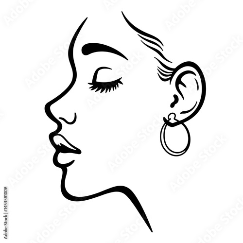 Elegant face profile with open ear receiving letters, artistic expression