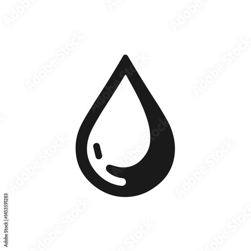 Minimalistic black-and-white drop of blood icon illustration, professional line art style