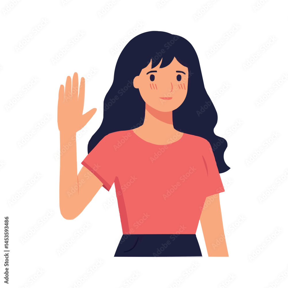 Woman with Raised Hand Gesture of Refusal and Disagreement Woman with Raised Hand Gesture of Refusal and Disagreement